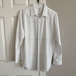 Calvin Klein White Subtle Pattern Dress Shirt